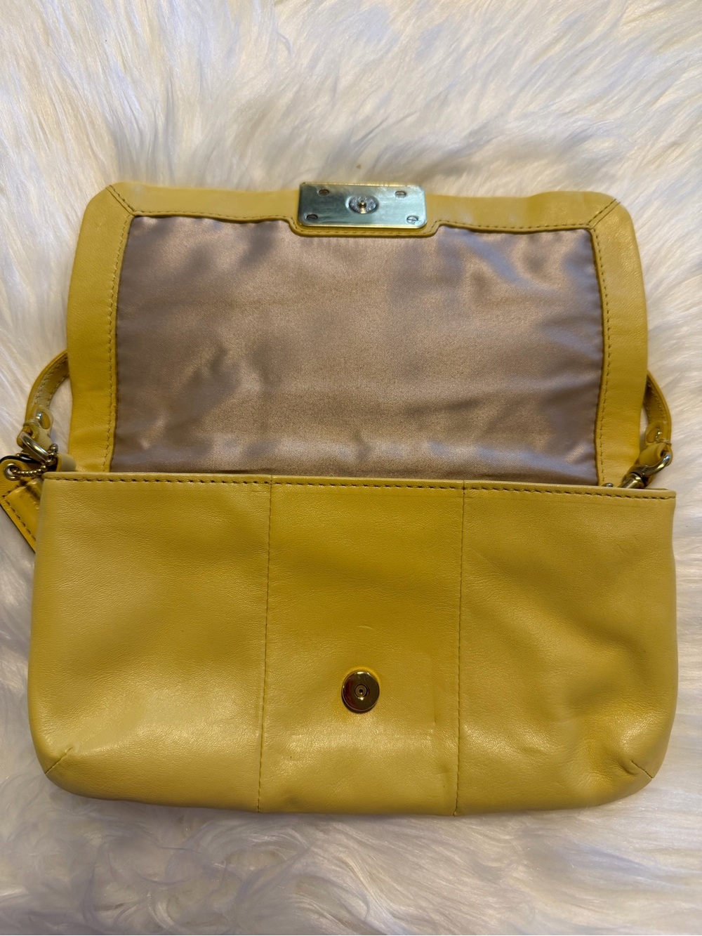 Coach Kristin Mini Shoulder Bag/Clutch/Large Convertible Wristlet Yellow Leather - Picture 6 of 11